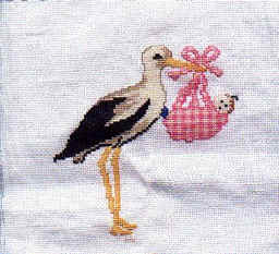 cigogne brodée par Nath